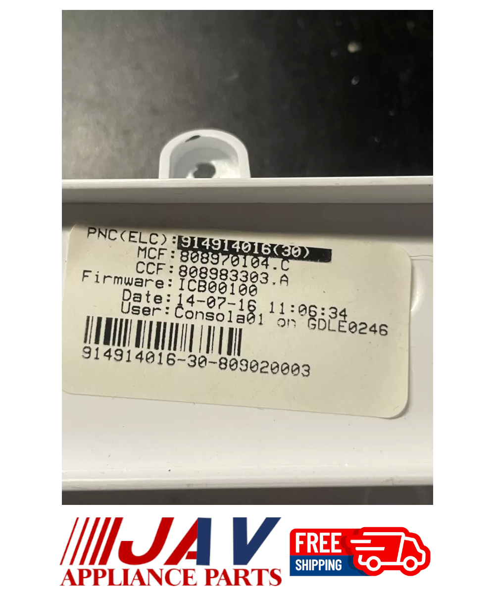 Electrolux Frigidaire Washer Display Control Board INVREF# 872
