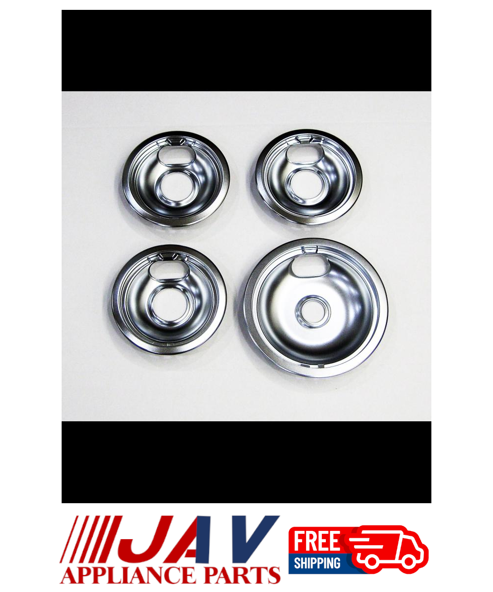 GE Whirlpool Range Burner Drip Bowl Set Of Of Chrome CM00J615