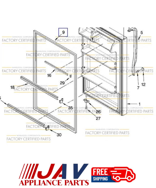 OEM Whirlpool Refrigerator Gasket-fip Inv# LR1875