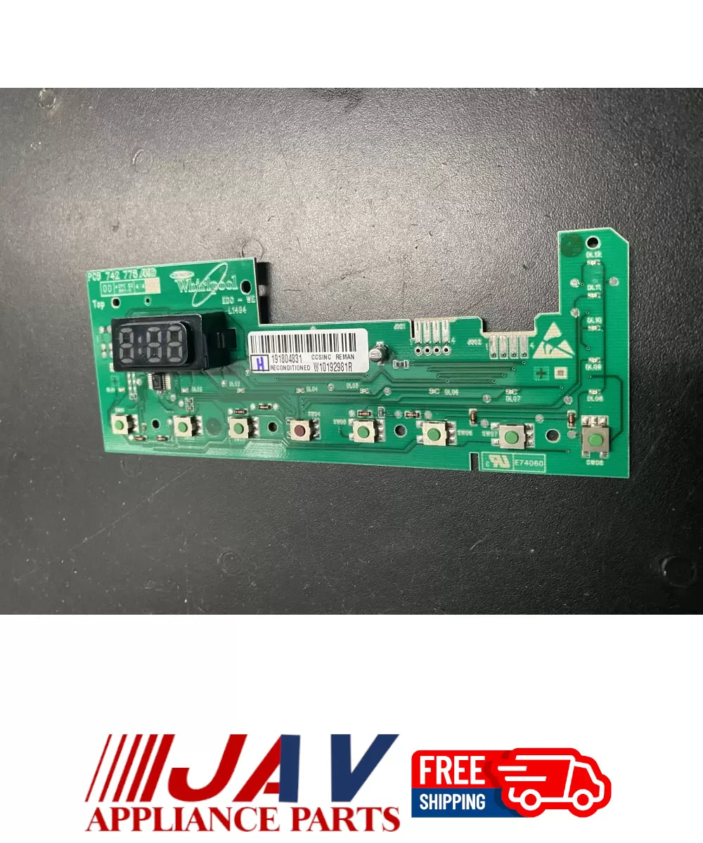Maytag W10192981 Whirlpool Washer Control Board PID# 18656